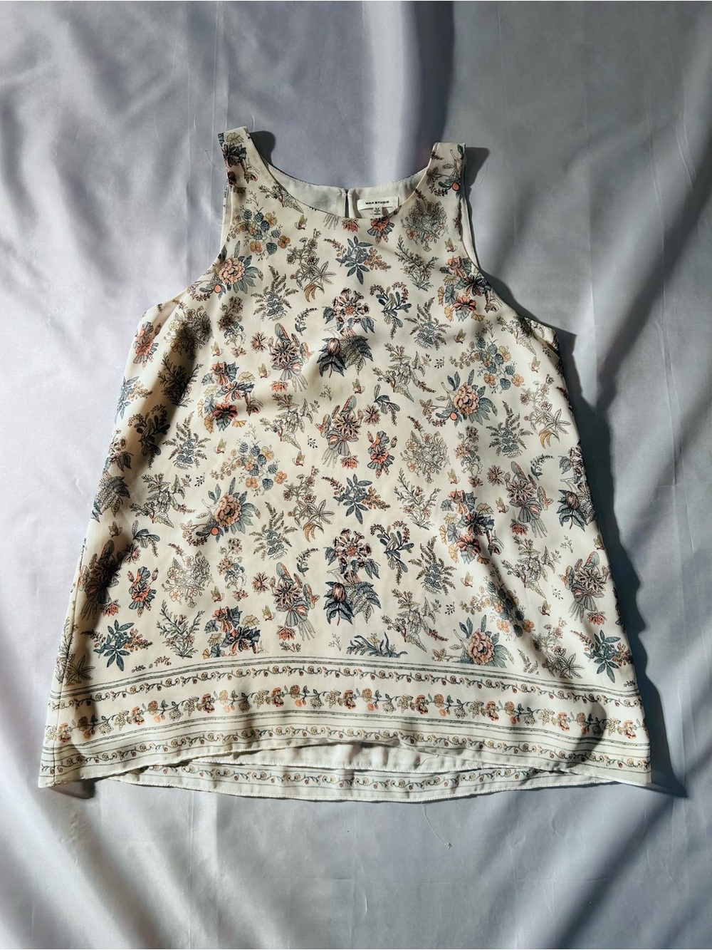 Max Studio Cream Floral Tank Top